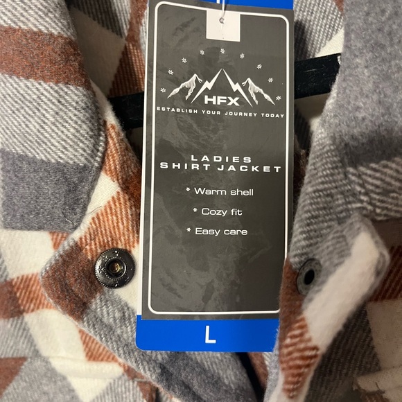 NWT women's tops HFX Plaid Button-Up shirt Jacket size large - Picture 8 of 10